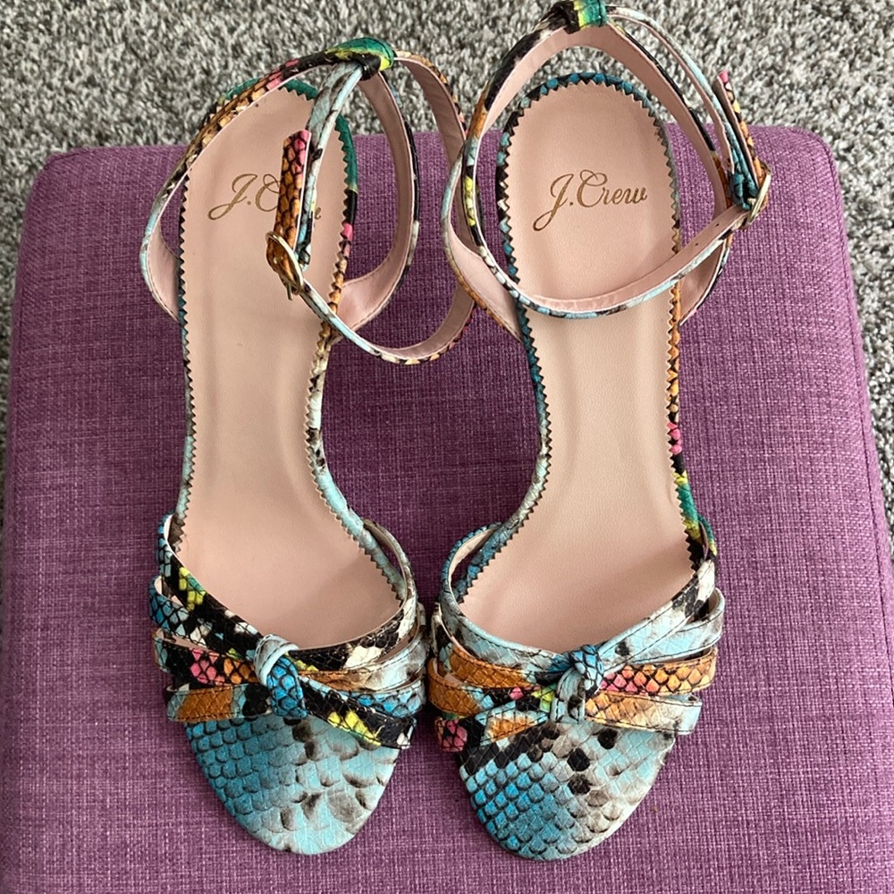 J Crew Ankle Strap Multi Color Leather Sandal Size 7.5